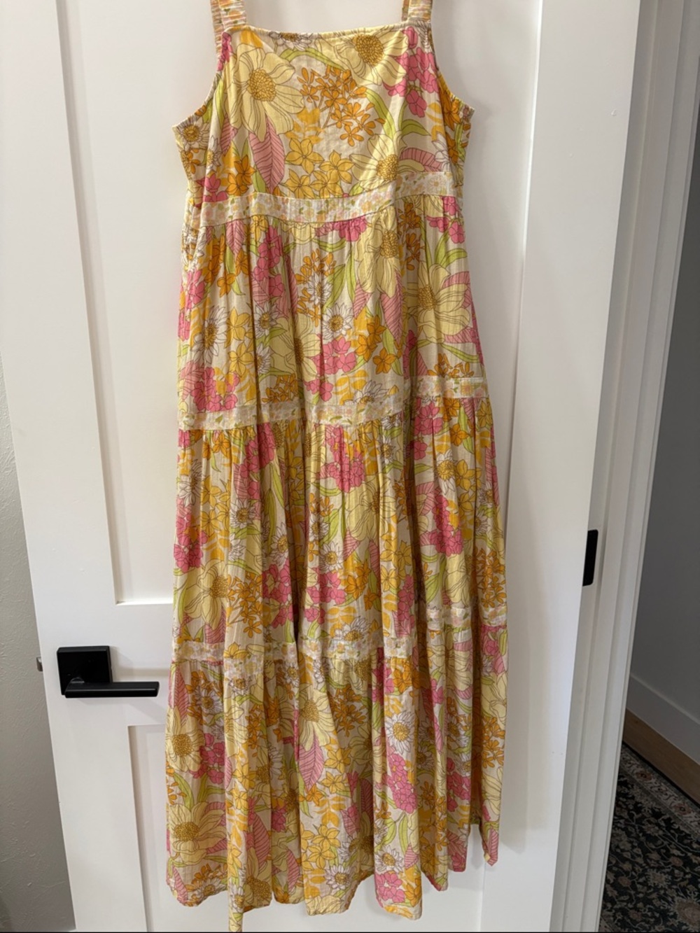 American Eagle Outfitters Yellow Pink Floral Backless Sundress
